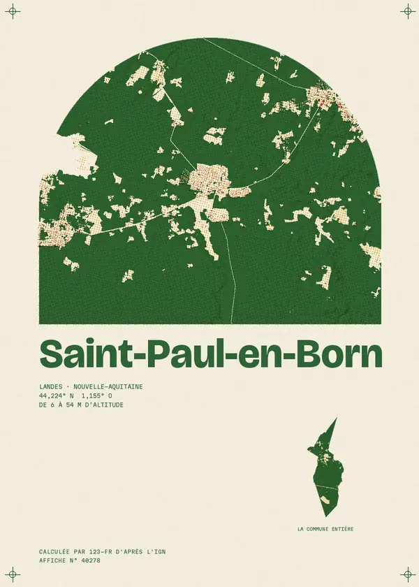Affiche de Saint-Paul-en-Born, calculée par 123-fr d'après l'IGN