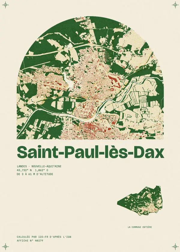 Affiche de Saint-Paul-lès-Dax, calculée par 123-fr d'après l'IGN