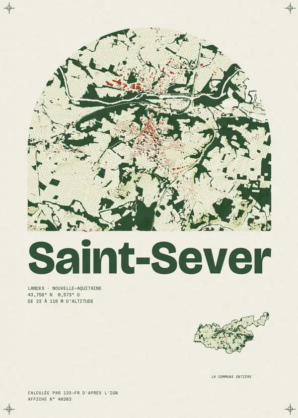 Affiche de Saint-Sever, calculée par 123-fr d'après l'IGN