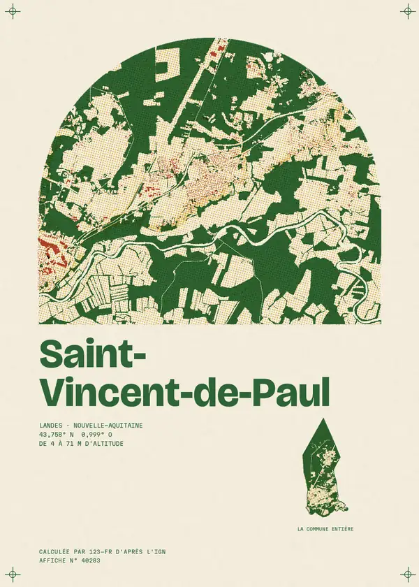 Affiche de Saint-Vincent-de-Paul, calculée par 123-fr d'après l'IGN