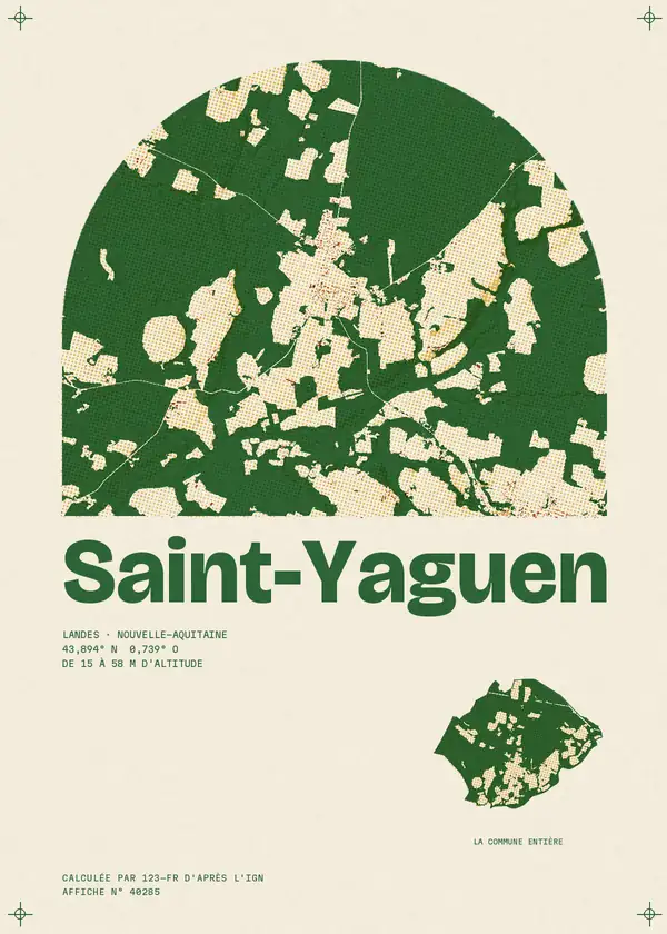 Affiche de Saint-Yaguen, calculée par 123-fr d'après l'IGN
