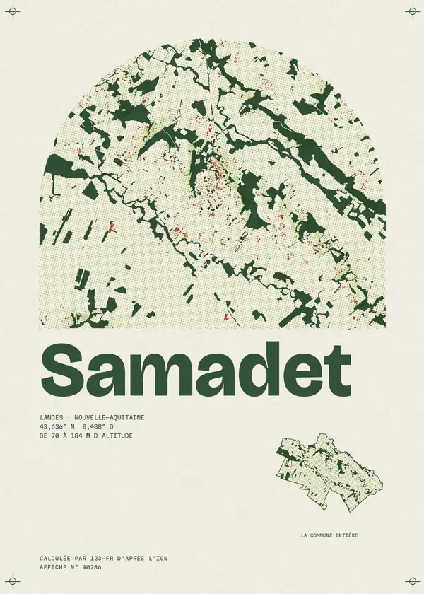 Affiche de Samadet, calculée par 123-fr d'après l'IGN