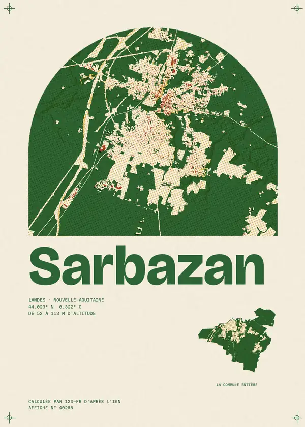 Affiche de Sarbazan, calculée par 123-fr d'après l'IGN