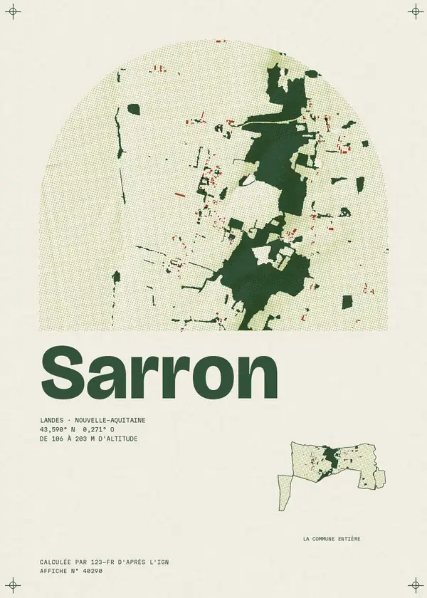 Affiche de Sarron, calculée par 123-fr d'après l'IGN