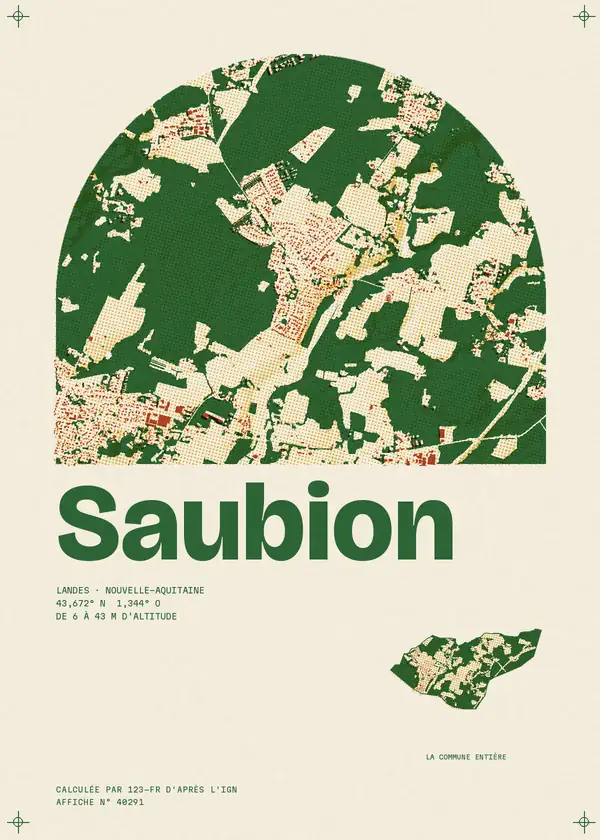 Affiche de Saubion, calculée par 123-fr d'après l'IGN