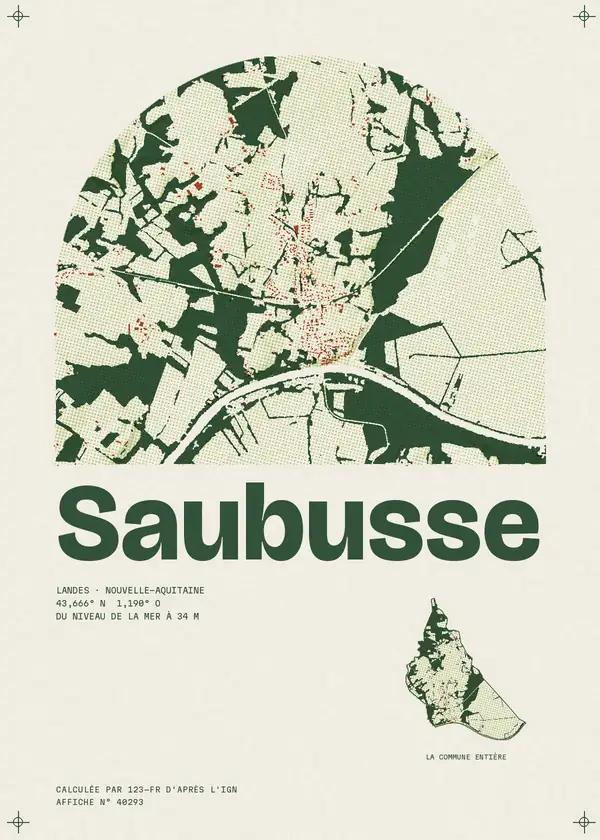 Affiche de Saubusse, calculée par 123-fr d'après l'IGN