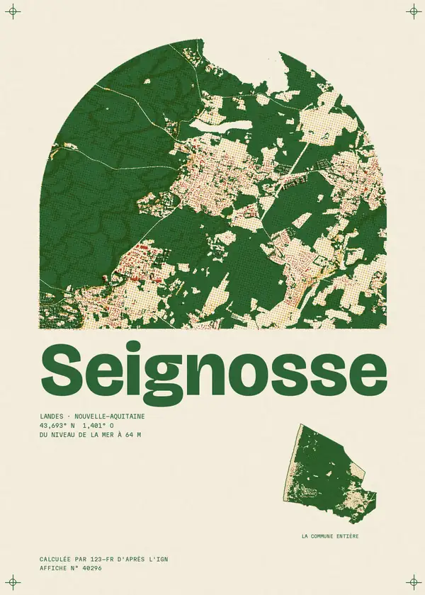 Affiche de Seignosse, calculée par 123-fr d'après l'IGN