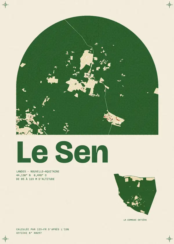 Affiche de Le Sen, calculée par 123-fr d'après l'IGN