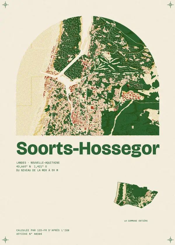 Affiche de Soorts-Hossegor, calculée par 123-fr d'après l'IGN