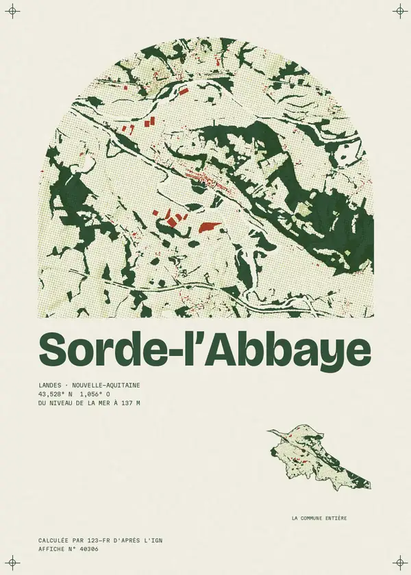 Affiche de Sorde-l'Abbaye, calculée par 123-fr d'après l'IGN