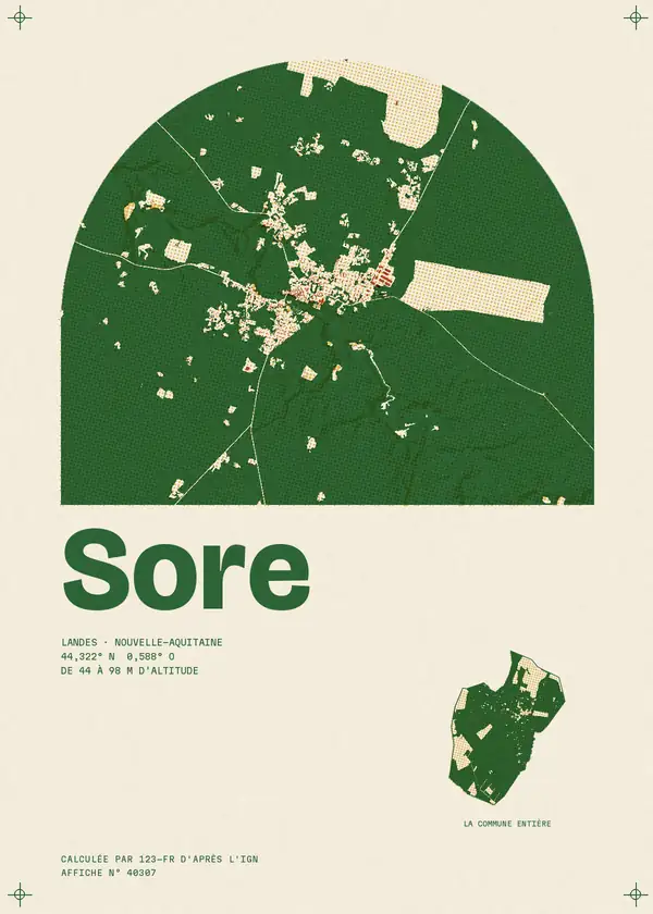 Affiche de Sore, calculée par 123-fr d'après l'IGN