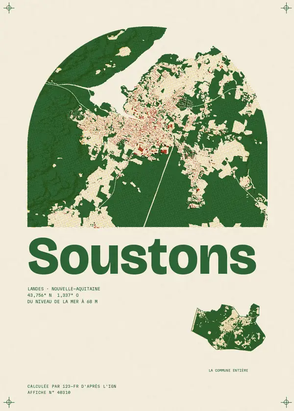 Affiche de Soustons, calculée par 123-fr d'après l'IGN
