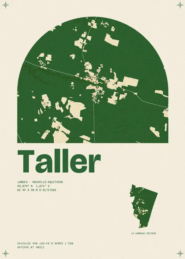 Affiche de Taller, calculée par 123-fr d'après l'IGN