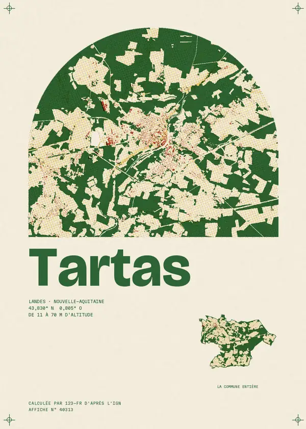 Affiche de Tartas, calculée par 123-fr d'après l'IGN