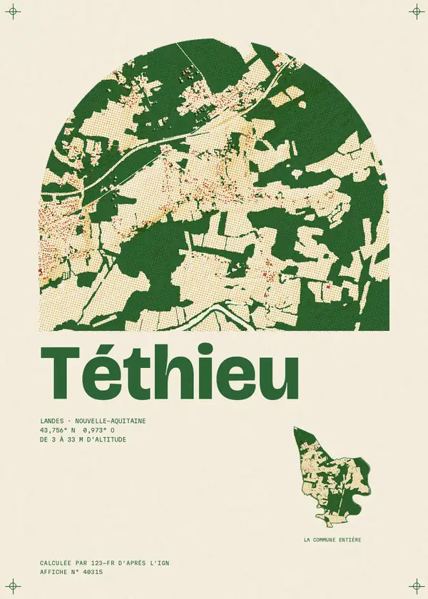Affiche de Téthieu, calculée par 123-fr d'après l'IGN