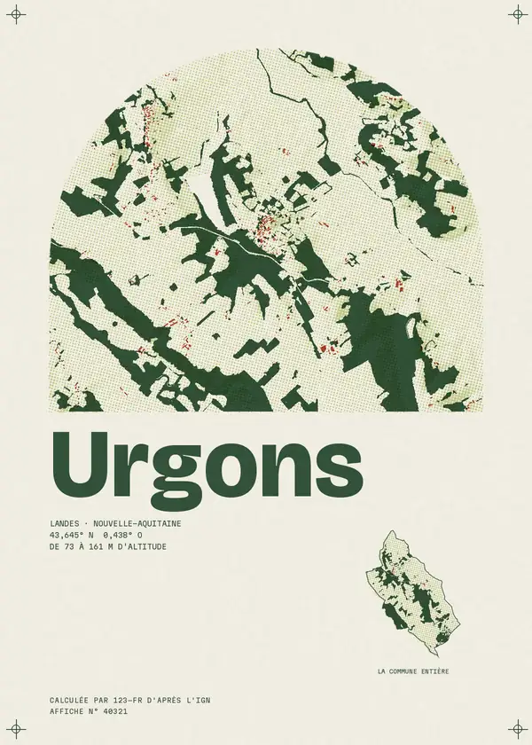 Affiche de Urgons, calculée par 123-fr d'après l'IGN