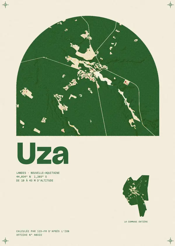 Affiche de Uza, calculée par 123-fr d'après l'IGN