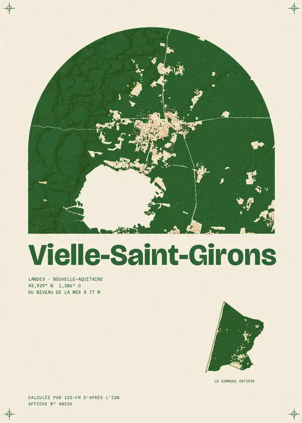 Affiche de Vielle-Saint-Girons, calculée par 123-fr d'après l'IGN