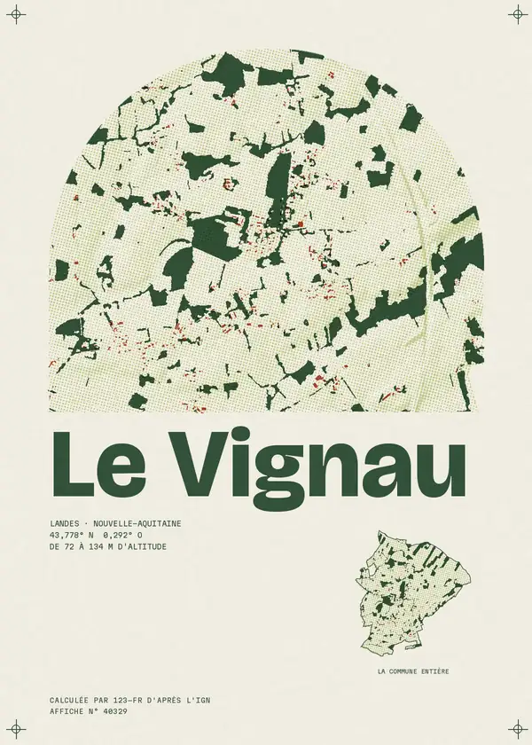 Affiche de Le Vignau, calculée par 123-fr d'après l'IGN