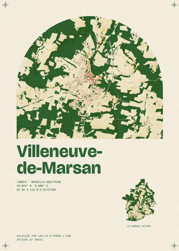 Affiche de Villeneuve-de-Marsan, calculée par 123-fr d'après l'IGN