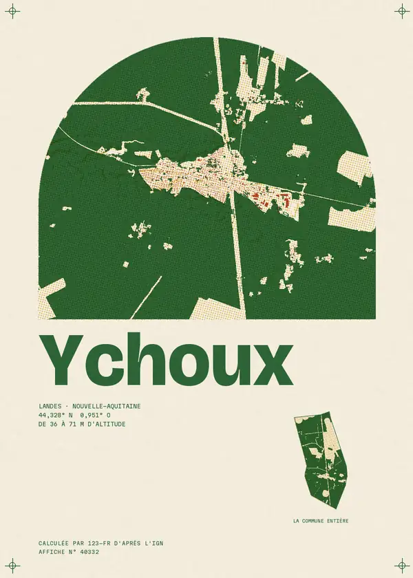 Affiche de Ychoux, calculée par 123-fr d'après l'IGN