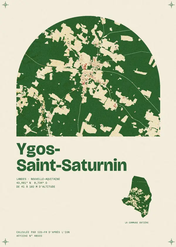 Affiche de Ygos-Saint-Saturnin, calculée par 123-fr d'après l'IGN