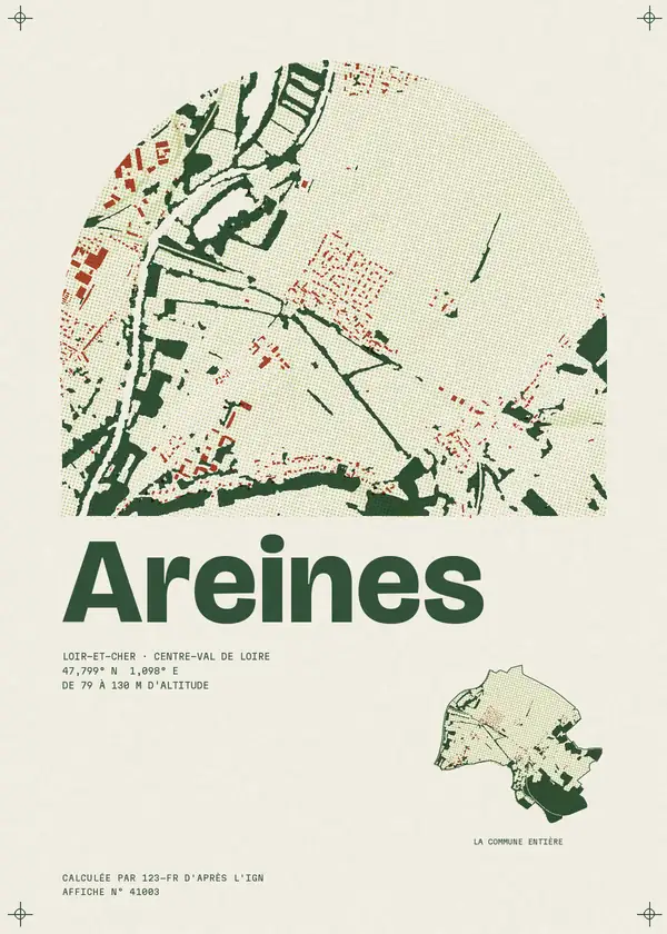 Affiche de Areines, calculée par 123-fr d'après l'IGN