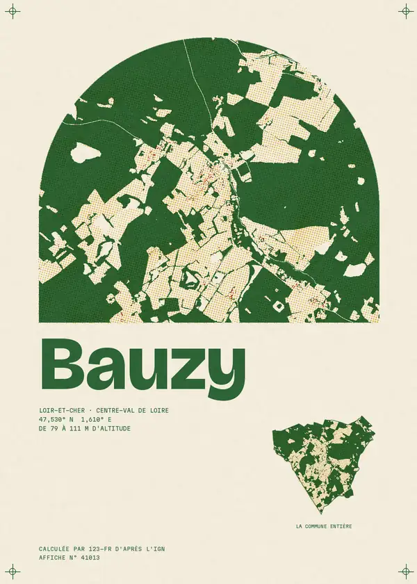 Affiche de Bauzy, calculée par 123-fr d'après l'IGN