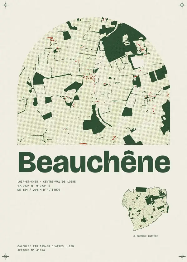 Affiche de Beauchêne, calculée par 123-fr d'après l'IGN