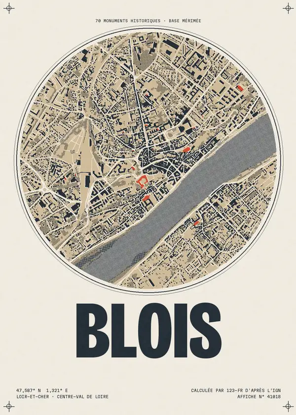 Affiche de Blois, calculée par 123-fr d'après l'IGN