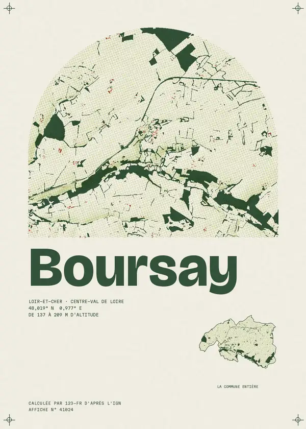 Affiche de Boursay, calculée par 123-fr d'après l'IGN