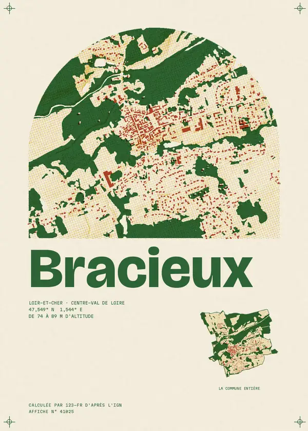 Affiche de Bracieux, calculée par 123-fr d'après l'IGN