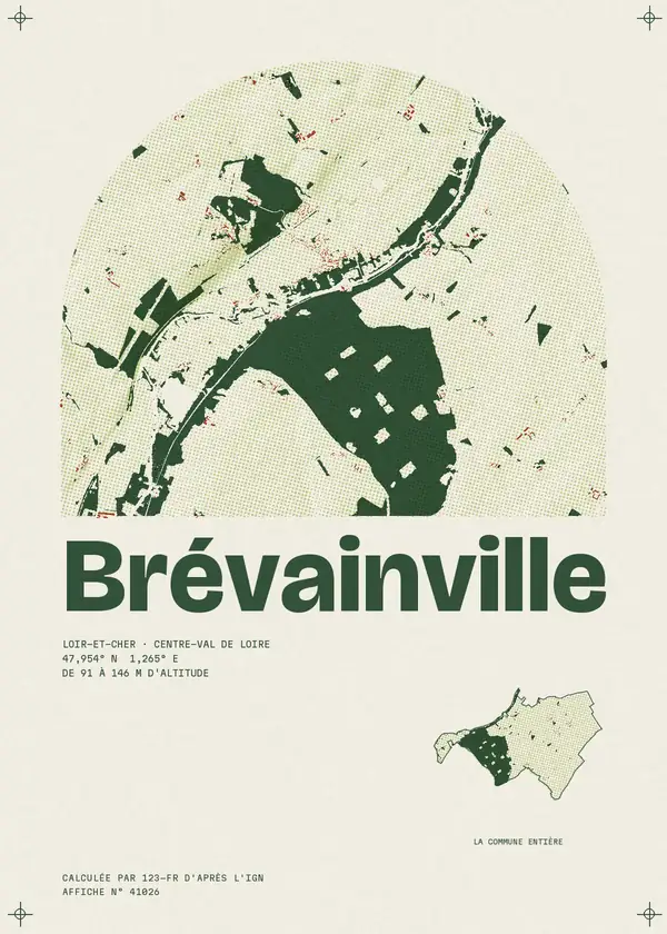 Affiche de Brévainville, calculée par 123-fr d'après l'IGN