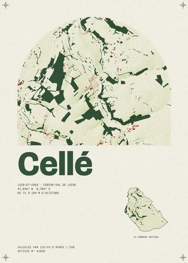 Affiche de Cellé, calculée par 123-fr d'après l'IGN