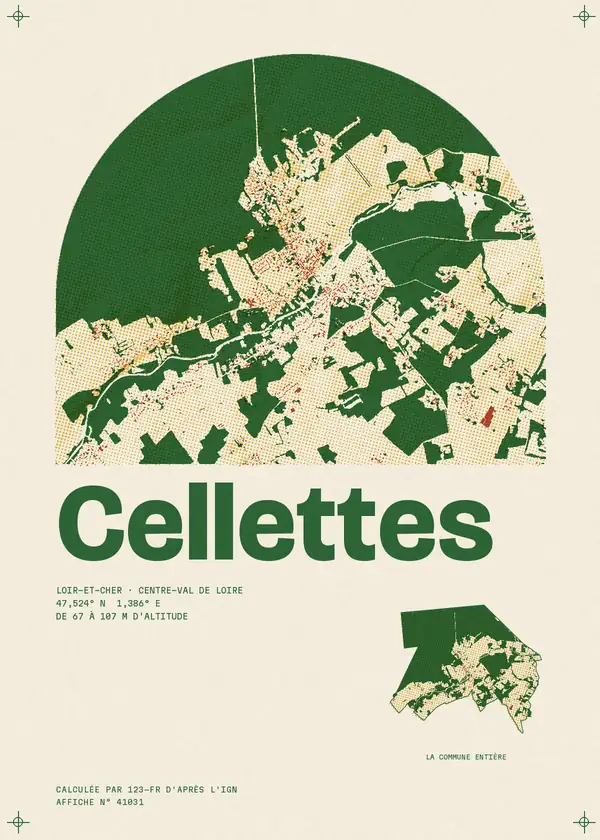 Affiche de Cellettes, calculée par 123-fr d'après l'IGN
