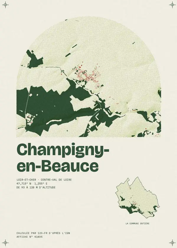 Affiche de Champigny-en-Beauce, calculée par 123-fr d'après l'IGN