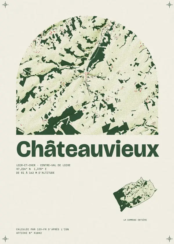 Affiche de Châteauvieux, calculée par 123-fr d'après l'IGN