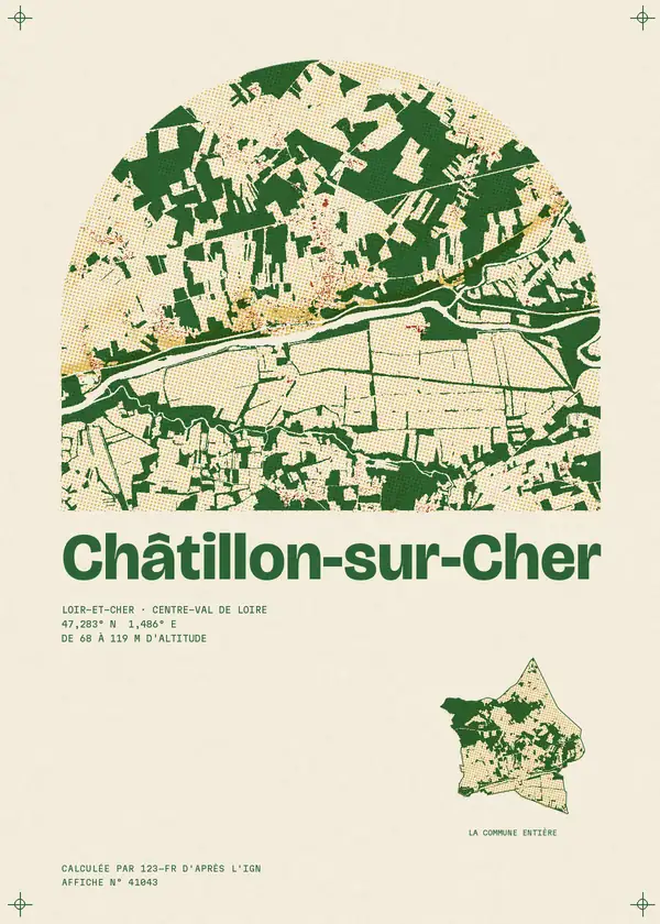 Affiche de Châtillon-sur-Cher, calculée par 123-fr d'après l'IGN
