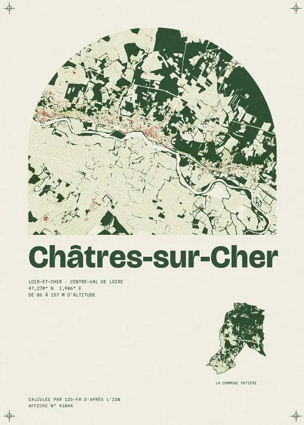 Affiche de Châtres-sur-Cher, calculée par 123-fr d'après l'IGN