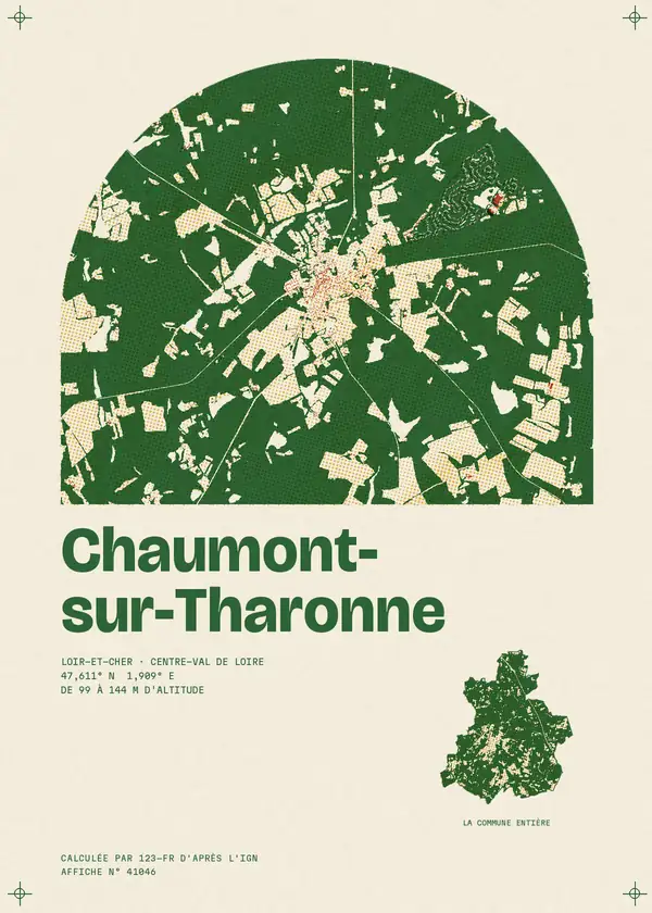 Affiche de Chaumont-sur-Tharonne, calculée par 123-fr d'après l'IGN