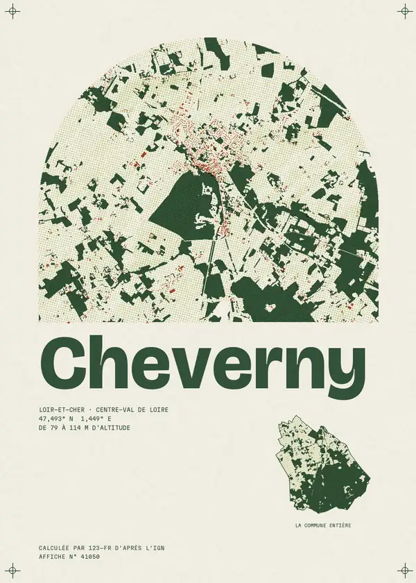 Affiche de Cheverny, calculée par 123-fr d'après l'IGN