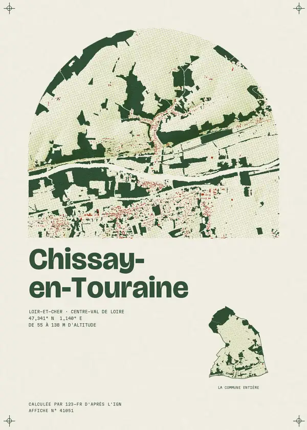 Affiche de Chissay-en-Touraine, calculée par 123-fr d'après l'IGN
