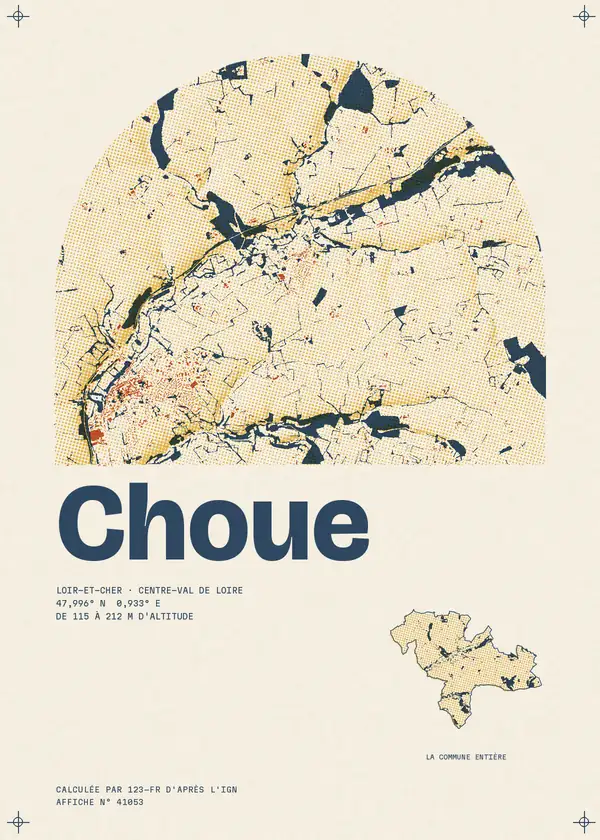 Affiche de Choue, calculée par 123-fr d'après l'IGN