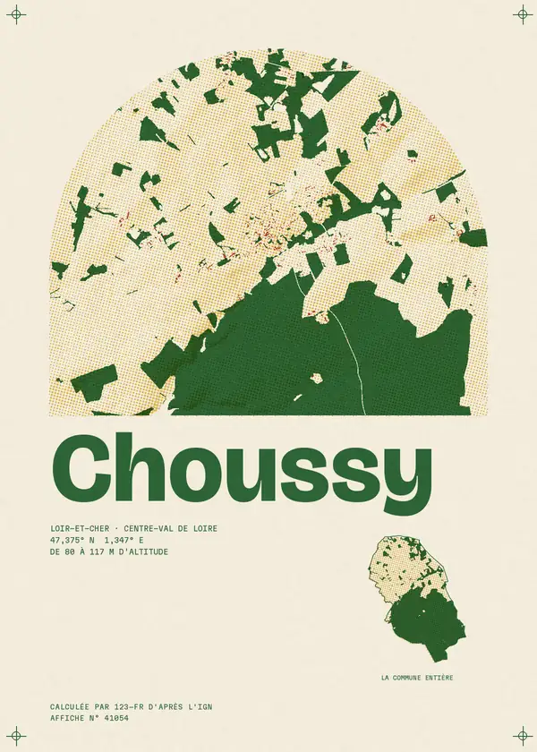 Affiche de Choussy, calculée par 123-fr d'après l'IGN