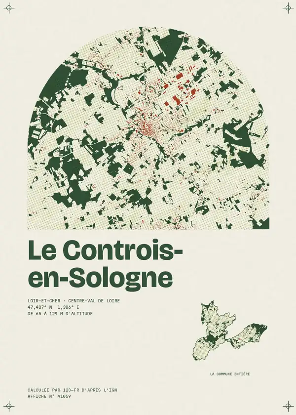 Affiche de Le Controis-en-Sologne, calculée par 123-fr d'après l'IGN