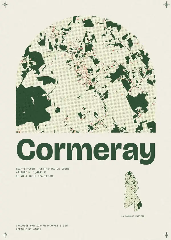 Affiche de Cormeray, calculée par 123-fr d'après l'IGN