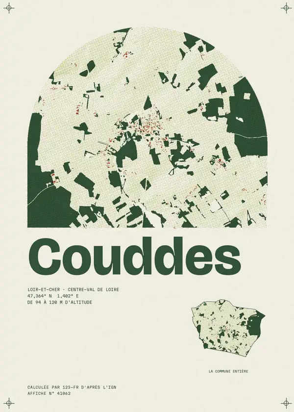 Affiche de Couddes, calculée par 123-fr d'après l'IGN