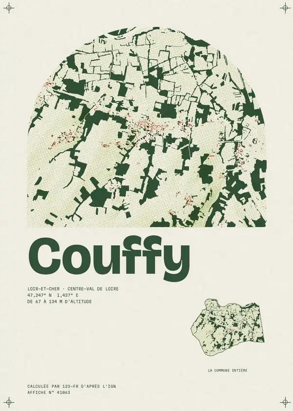 Affiche de Couffy, calculée par 123-fr d'après l'IGN