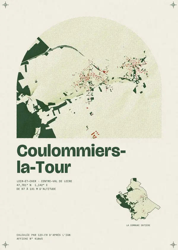 Affiche de Coulommiers-la-Tour, calculée par 123-fr d'après l'IGN