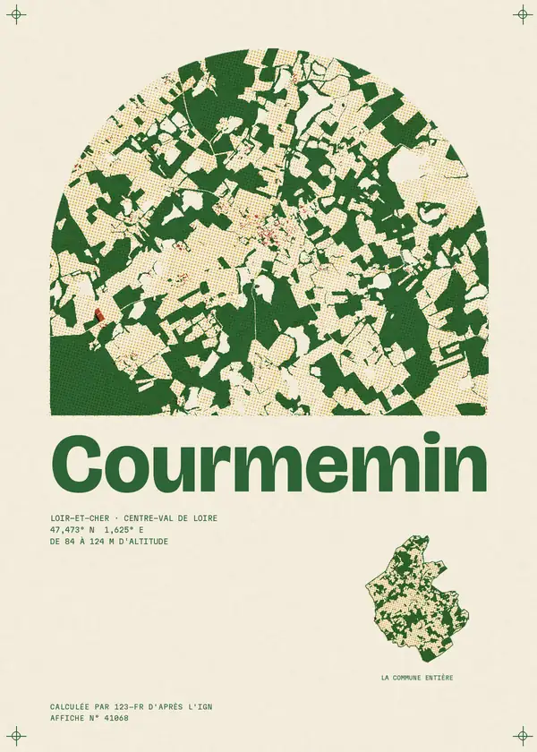 Affiche de Courmemin, calculée par 123-fr d'après l'IGN